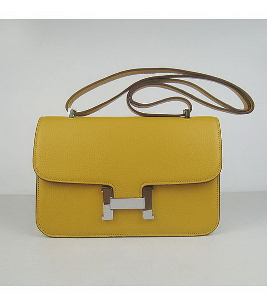 Hermes Constance Togo Leather Bag HSH020 Yellow Silver